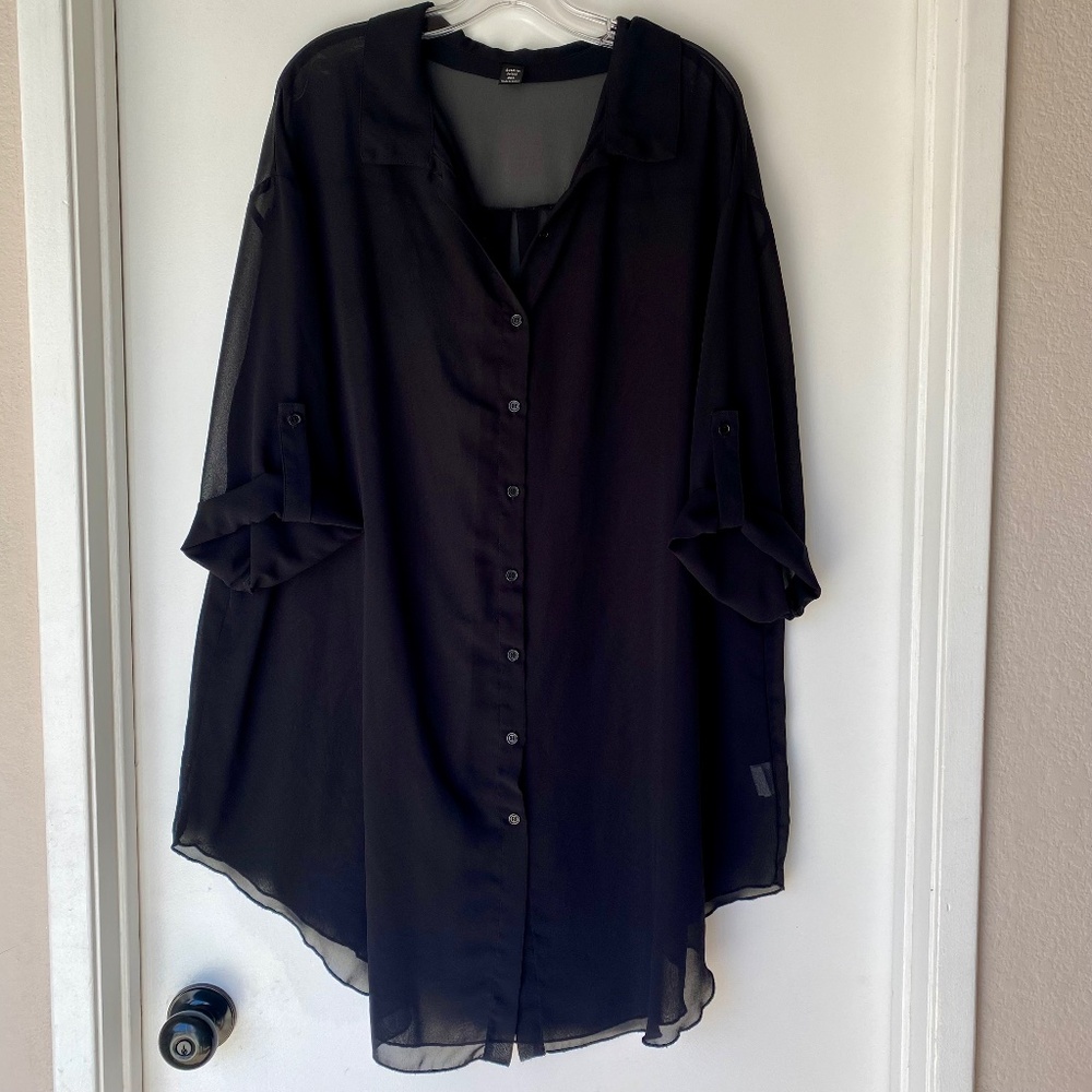 SHEIN Essnce Drop Shoulder Sheer Shirt